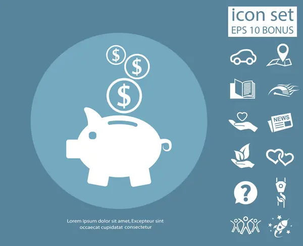 Caixa de dinheiro com conjunto de ícones —  Vetores de Stock