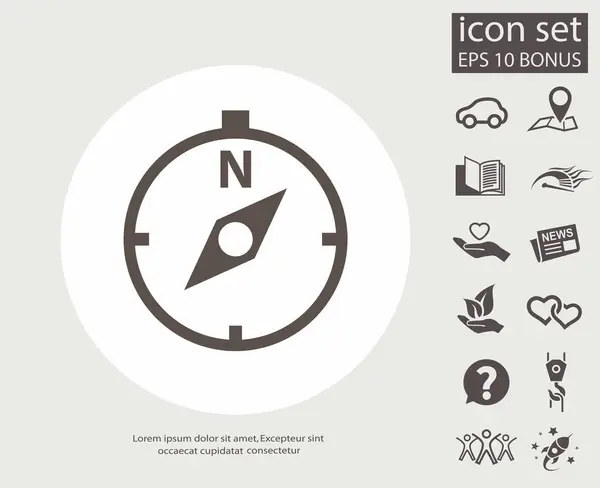 Iránytű ikonjának, navigációs koncepció — Stock Vector