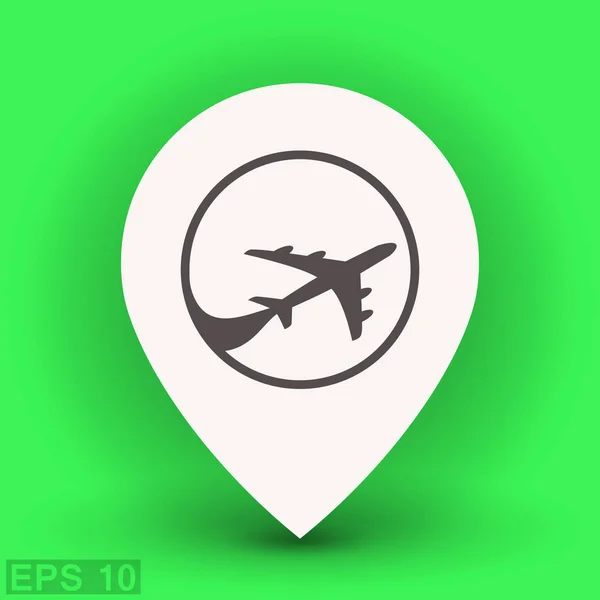 Avião simples em ponteiro de localização — Vetor de Stock