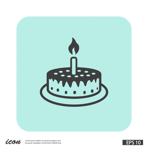 Kuchen-Symbol mit Kerze — Stockvektor