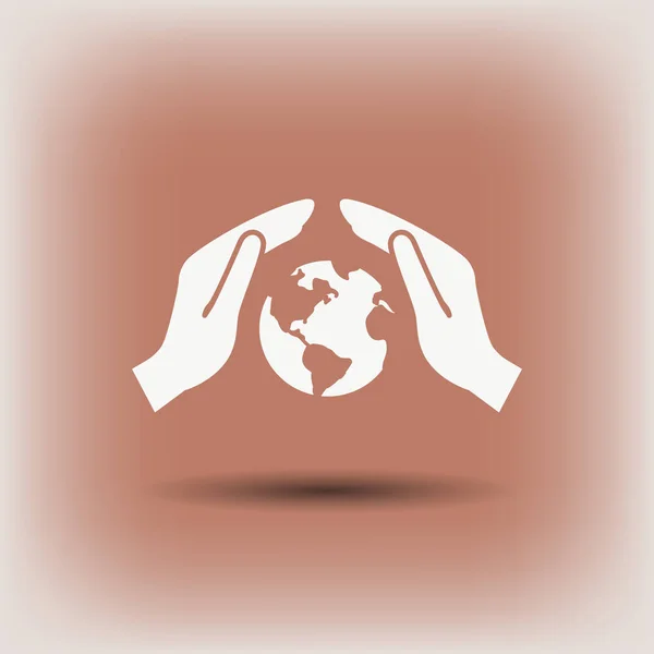 Globe in handen eenvoudige pictogram — Stockvector