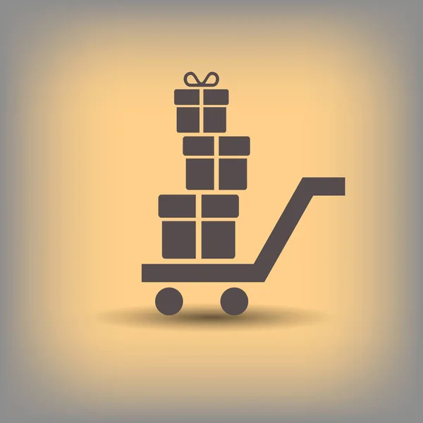 Shopping cart with presents — Stock Vector