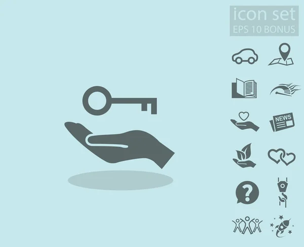 Ikony Symbols z kluczem w dłoni — Wektor stockowy