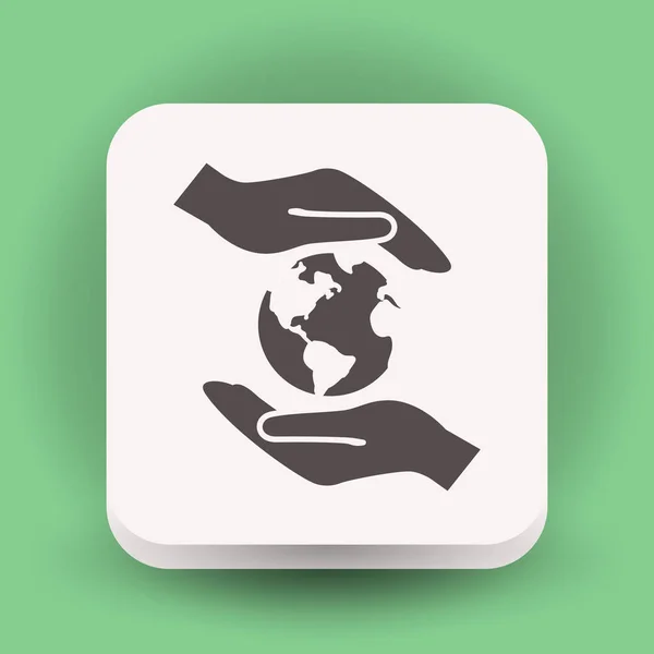 Globe in hands simple icon — Stock Vector