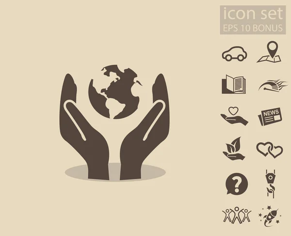 Całym świecie w ręce proste ikona — Wektor stockowy