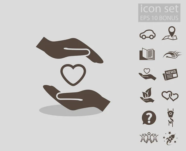 Ikony Symbols serca w ręku — Wektor stockowy