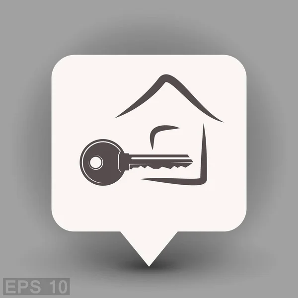 Ícone de chave e casa simples — Vetor de Stock