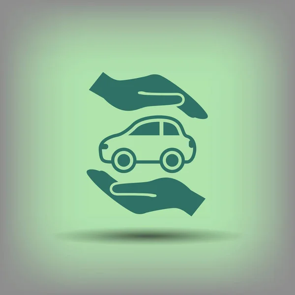 Symbole de voiture dans les mains — Image vectorielle
