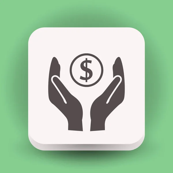 Pictogram van het geld in handen — Stockvector