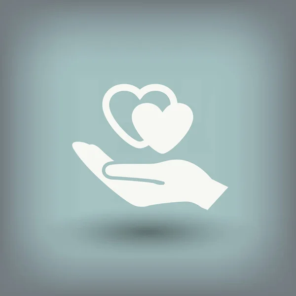 Pittogramma del cuore in mano — Vettoriale Stock