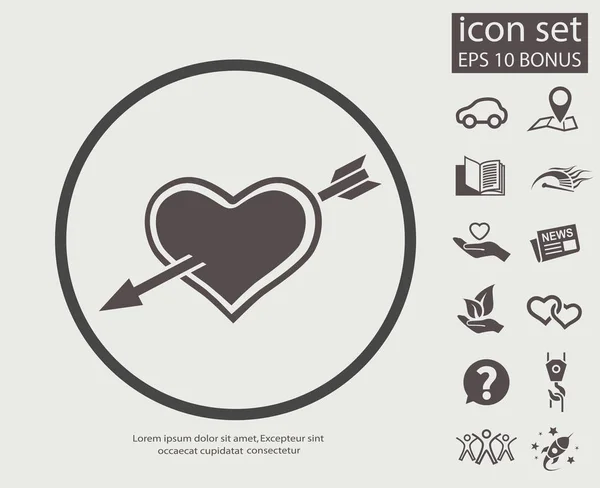 Pictogramme de coeur avec icône flèche — Image vectorielle