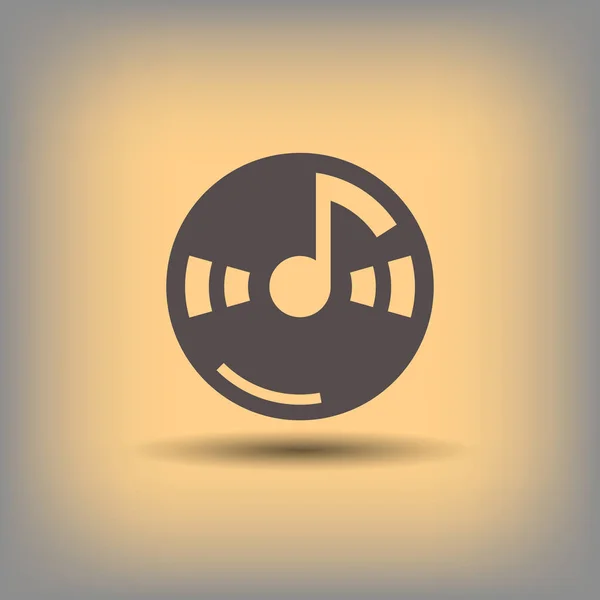 Nota de música en el icono del cd — Vector de stock