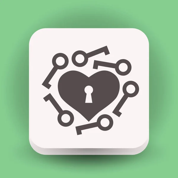 Coração com ícone chave — Vetor de Stock