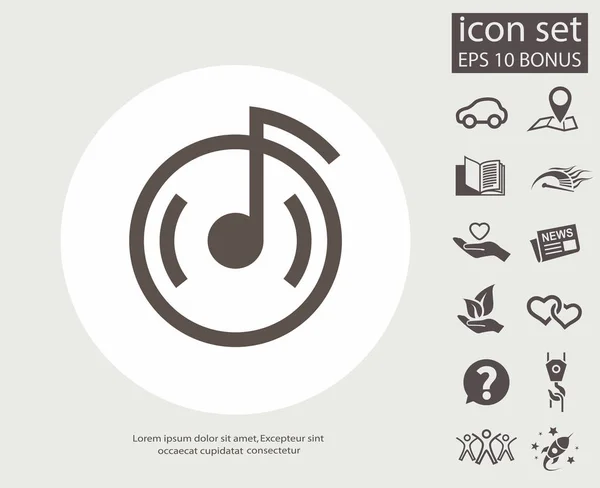 Nota musicale sull'icona del cd — Vettoriale Stock