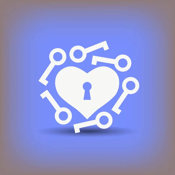 Heart with key icon — Stock Vector