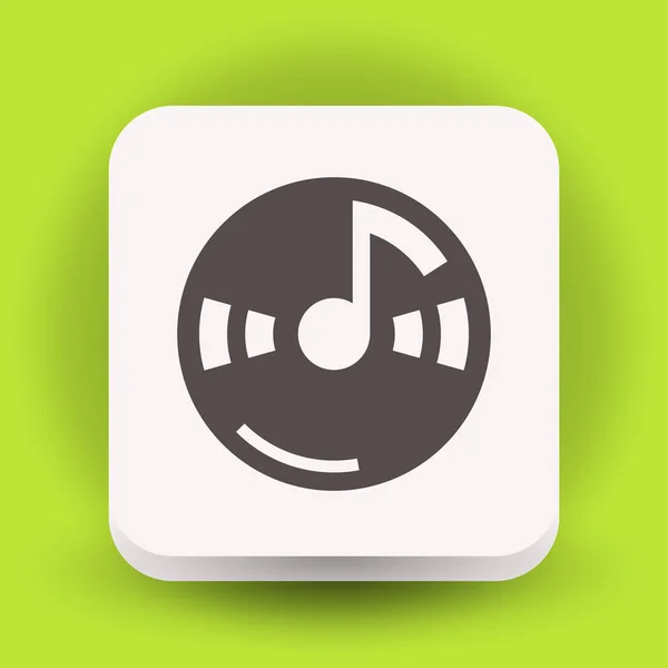 Nota de música en el icono del cd — Vector de stock