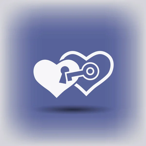 Corazón con icono clave — Archivo Imágenes Vectoriales