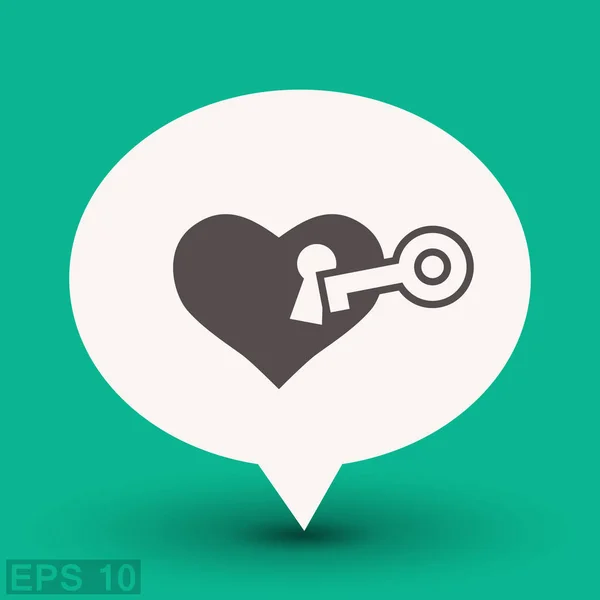 Heart with key icon — Stock Vector