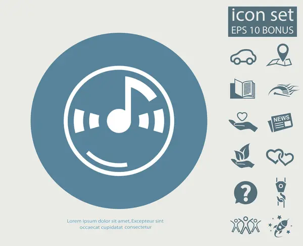 Nota musicale sull'icona del cd — Vettoriale Stock