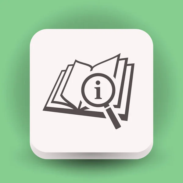 Pictografía del libro y el icono de la lupa . — Vector de stock