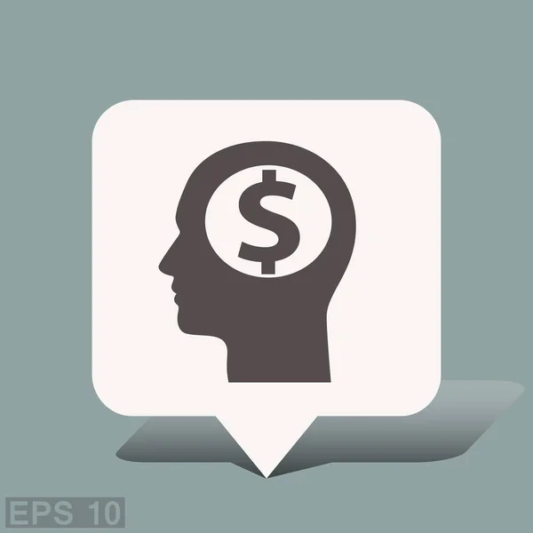 Pictograph of money and head — Stock Vector