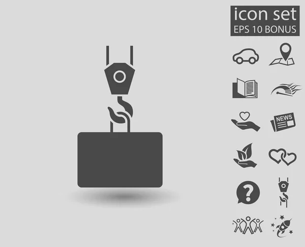 Pictograph haak van de kraan en andere iconen — Stockvector