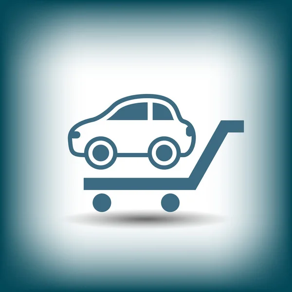 Auto in winkelwagen pictogram — Stockvector