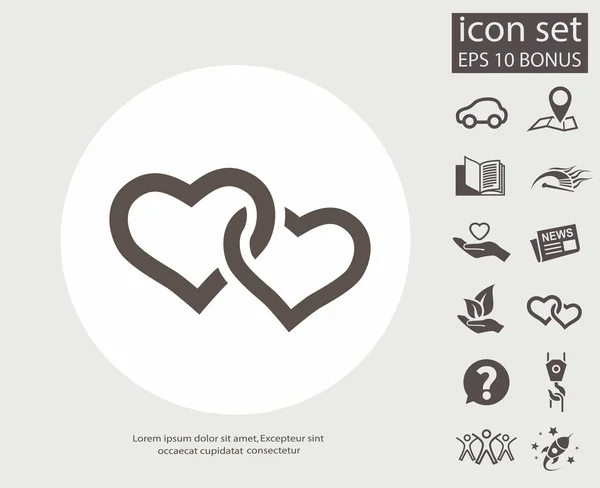 Pictograph två hjärtan och andra ikoner — Stock vektor