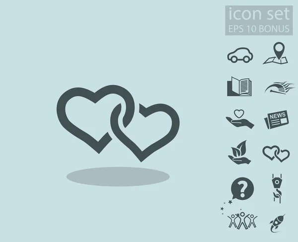 Pictograph van twee harten en andere iconen — Stockvector