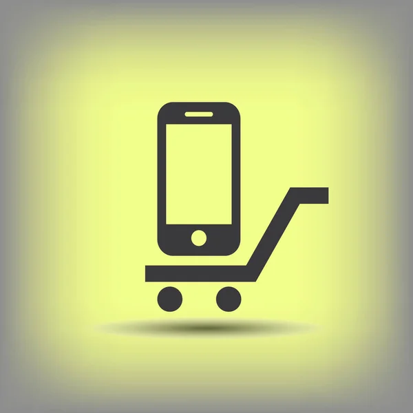 Mobile phone on cart — Stock Vector