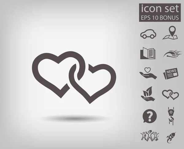 Ikona dvě srdce a dalších ikon — Stockový vektor