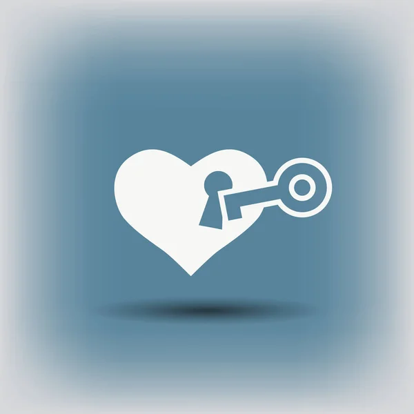 Heart with key icon — Stock Vector