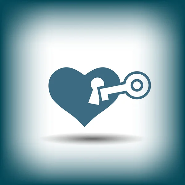 Καρδιά με εικονίδιο κλειδιού — Διανυσματικό Αρχείο