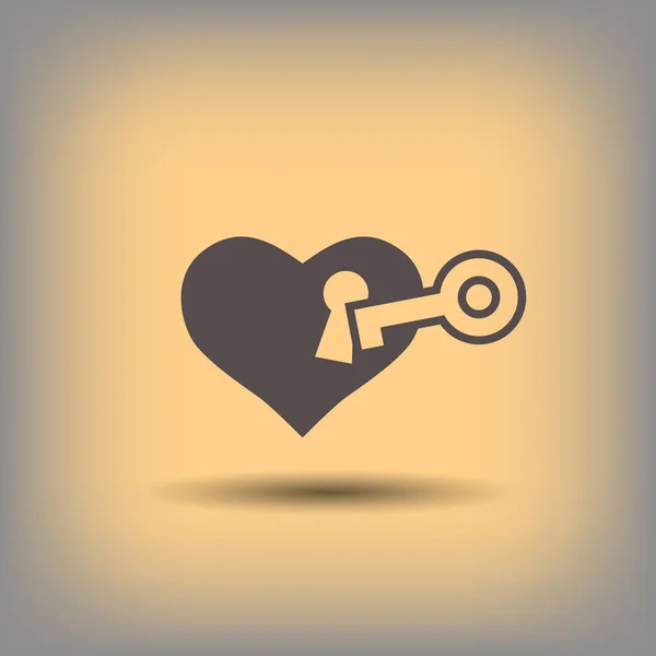 Heart with key icon — Stock Vector