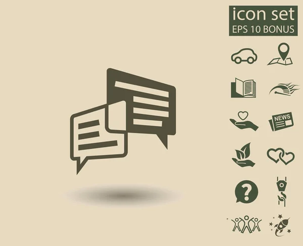 Ikona zprávy nebo chat znamení a další ikony — Stockový vektor