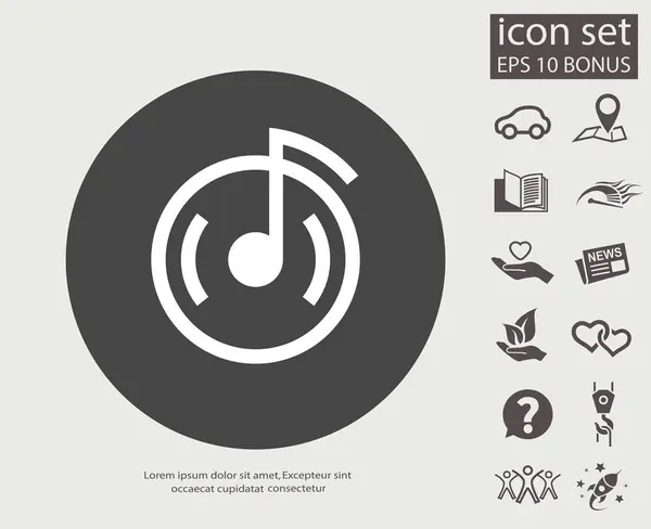 Opmerking van de muziek op cd-pictogram — Stockvector