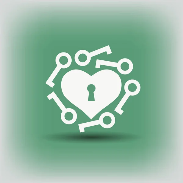 Coeur avec icône clés — Image vectorielle