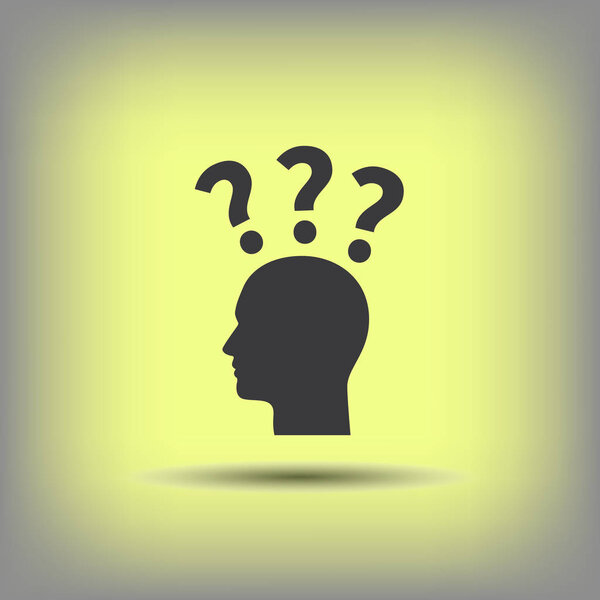 Пиктограф вопросительных знаков и человека
 