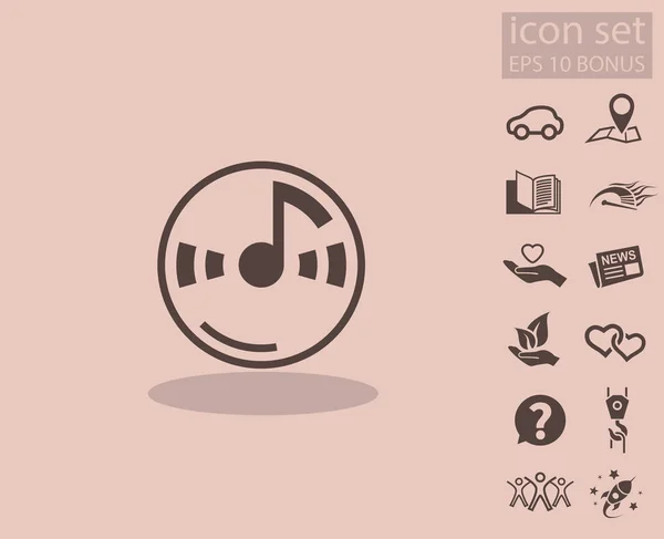 Nota de música en el icono del cd — Archivo Imágenes Vectoriales