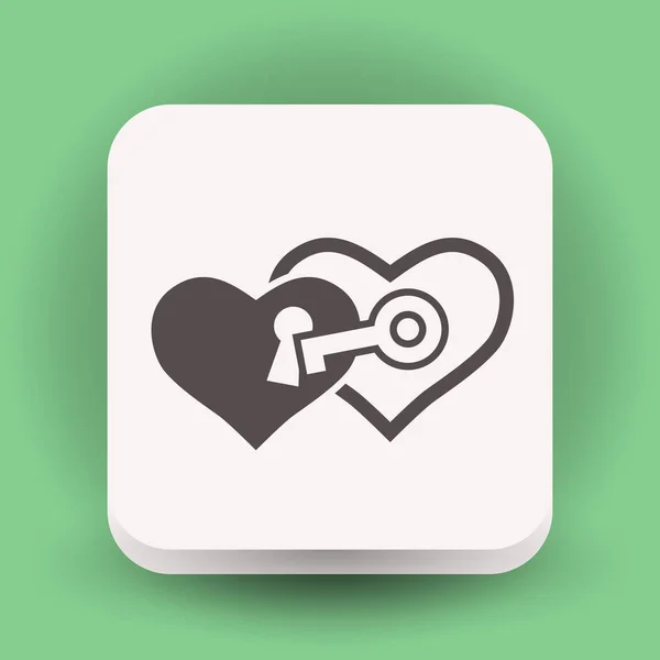 Hearts with key icon — Stock Vector