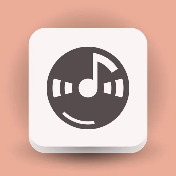 Music note on cd icon — Stock Vector