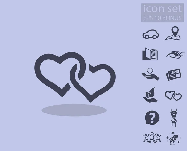 Piktogram dwa serca i inne ikony — Wektor stockowy