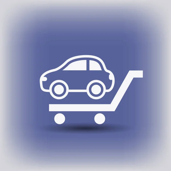 Auto in winkelwagen pictogram — Stockvector