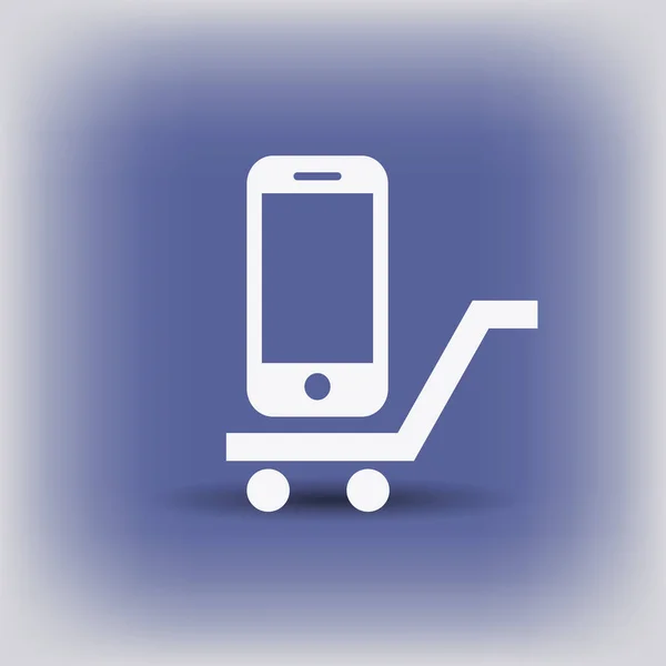 Mobile phone on cart — Stock Vector
