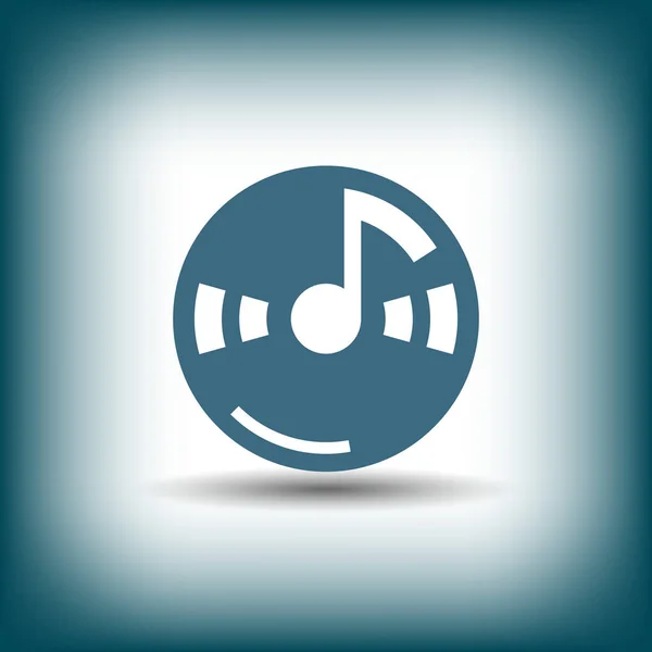 Nota de música no ícone de cd —  Vetores de Stock