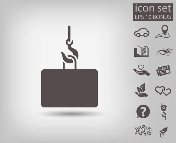 Pictografía de gancho de grúa e iconos de conjunto — Vector de stock