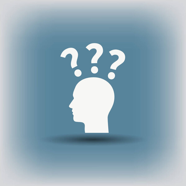 Пиктограф вопросительных знаков и человека
 