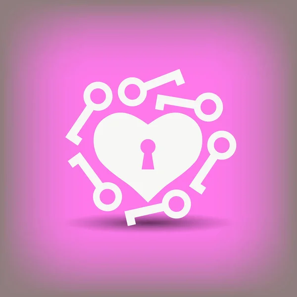 Heart with keys icon — Stock Vector