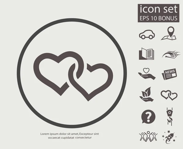 Pictograma de dois corações e outros ícones —  Vetores de Stock