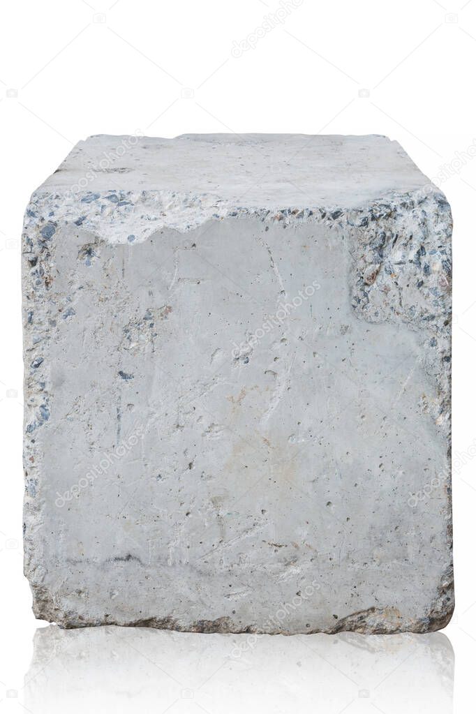 cement block isolated on white background. Clipping path